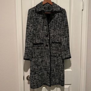 Kuda black and white woven peacoat